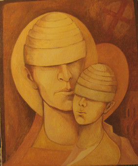 Painting titled "ikona" by Mieczysław Burda, Original Artwork