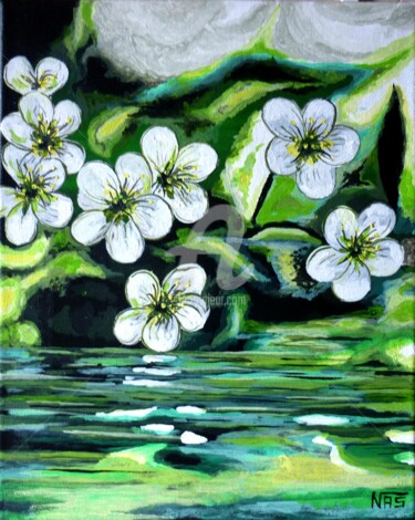 Pintura intitulada "flores d'água" por Nas, Obras de arte originais, Acrílico