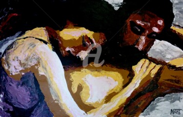 Pintura intitulada "dormindo" por Nas, Obras de arte originais, Acrílico