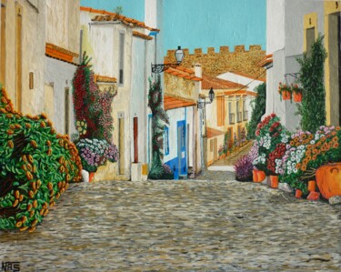 Pintura intitulada "Rua de óbidos" por Nas, Obras de arte originais, Acrílico