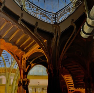 Au Grand Palais Peinture intitulée "Au Grand Palais" par Marie France Garrigues, Œuvre d'art originale, Huile Monté sur Châssis