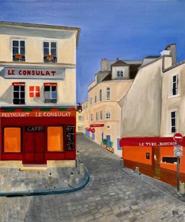Rue Norvins Montmartre Ζωγραφική με τίτλο "Rue Norvins Montmar…" από Marie France Garrigues, Αυθεντικά έργα τέχνης, Λάδι Τοποθετήθηκε στο Τσάντα κα…