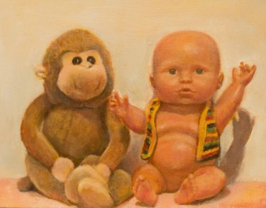"The monkey and the…" başlıklı Tablo M.Inglezakis tarafından, Orijinal sanat, Petrol