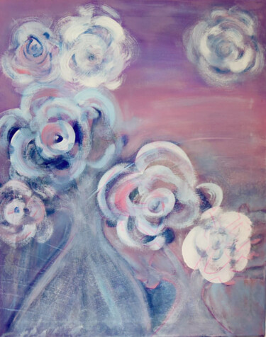 Malerei mit dem Titel "Fleurs abstraites v…" von Miglena Kostova, Original-Kunstwerk, Acryl