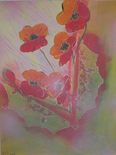 Malerei mit dem Titel "Poppy rhapsody" von Miglena Kostova, Original-Kunstwerk, Acryl Auf Karton montiert