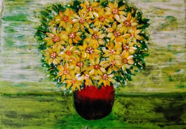 Malerei mit dem Titel "Sunflower daisies W…" von Miglena Kostova, Original-Kunstwerk, Acryl