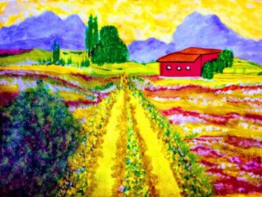 Peinture intitulée "Toscane colorée" par Miglena Kostova, Œuvre d'art originale, Acrylique