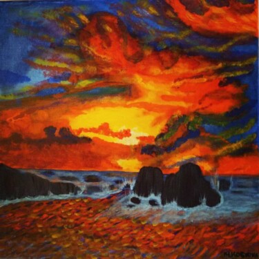 Drawing titled "Coucher de soleil B…" by Miglena Kostova, Original Artwork, Acrylic