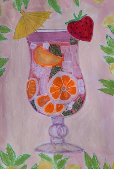 Painting titled "Cocktail exotique" by Miglena Kostova, Original Artwork, Acrylic