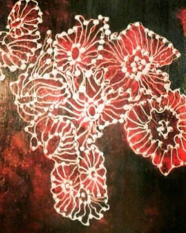 Painting titled "Fleurs abstraites d…" by Miglena Kostova, Original Artwork, Acrylic