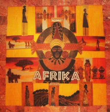 Colagens intitulada "Afrique-Exotique et…" por Miglena Kostova, Obras de arte originais, Fita adesiva