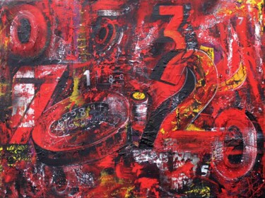 Pintura titulada "Números Rojos" por Miguel Alarcón Molina, Obra de arte original, Acrílico