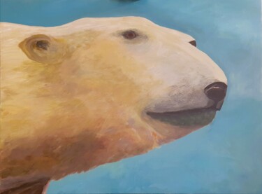 Painting titled "Tête d'ours 1" by Miguel Angel Ayllón, Original Artwork, Acrylic Mounted on Wood Stretcher frame