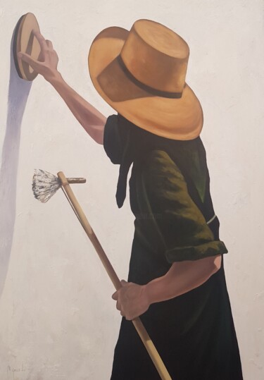Pintura titulada "Payesa encalando" por Miguel Angel García López, Obra de arte original, Oleo Montado en Bastidor de camill…
