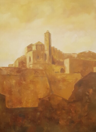 Painting titled "Ibiza falta vila" by Miguel Ángel Garcia López, Original Artwork, Oil