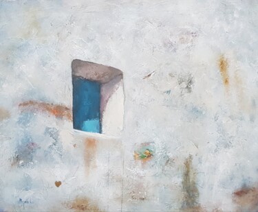 "Ventana Azul y pare…" başlıklı Tablo Miguel Ángel Garcia López tarafından, Orijinal sanat, Petrol Ahşap Sedye çerçevesi üze…