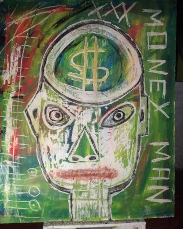 Schilderij getiteld "Money man" door Miguel Angel Recoba, Origineel Kunstwerk, Acryl