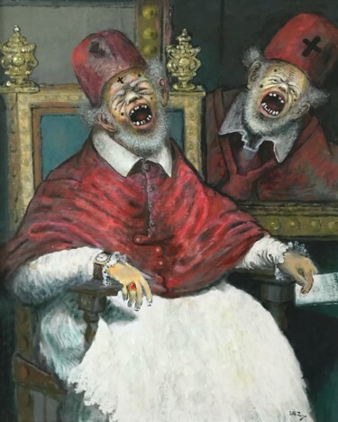 Malerei mit dem Titel "Velazquez como pret…" von Miguel Ángel Sáez, Original-Kunstwerk, Öl