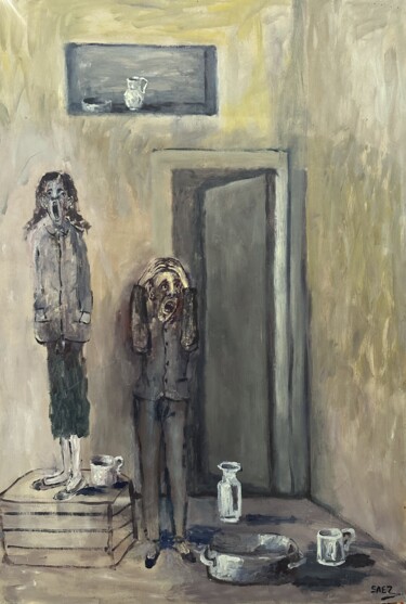 Pintura intitulada "Pobres" por Miguel Ángel Sáez, Obras de arte originais, Óleo