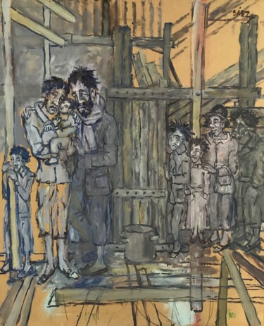 Painting titled "Familia8" by Miguel Ángel Sáez, Original Artwork, Oil