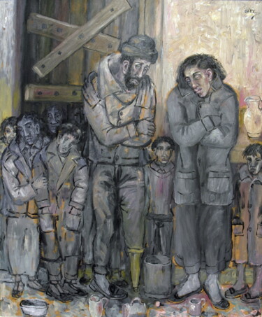 Картина под названием "Familia1" - Miguel Ángel Sáez, Подлинное произведение искусства, Масло