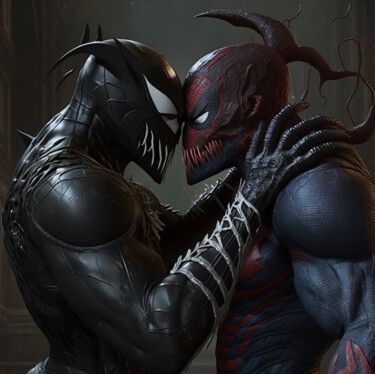 Artes digitais intitulada "VENOM & SPIDERMAN" por Miguel Cab, Obras de arte originais, Imagem gerada por IA