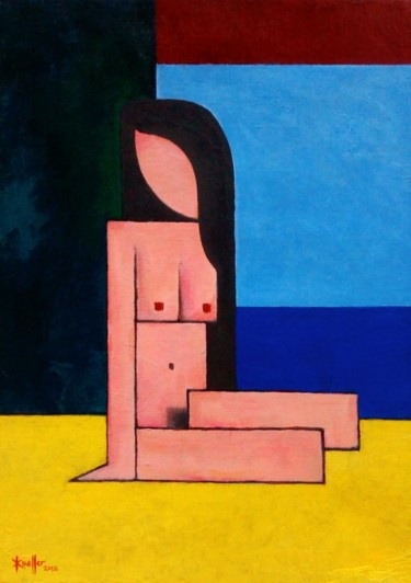 Malerei mit dem Titel "BACK, THE SEA" von Miguel Esquivel Kuello, Original-Kunstwerk, Acryl