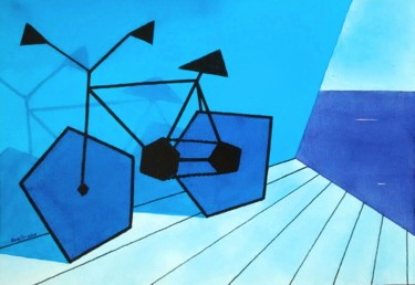BICICLETA CUBISTA Peinture intitulée "BICICLETA CUBISTA" par Miguel Esquivel Kuello, Œuvre d'art originale, Encre