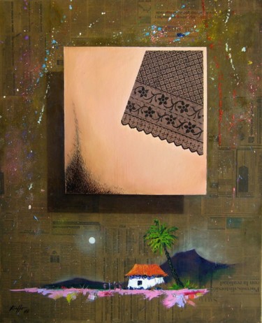 Κολάζ με τίτλο "SQUARE" από Miguel Esquivel Kuello, Αυθεντικά έργα τέχνης, Λάδι