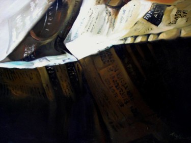 Painting titled "NEWSPAPER 2003" by Miguel Esquivel Kuello, Original Artwork, Oil