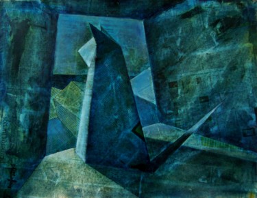 Collagen mit dem Titel "HEUREUSEMENT BLUES" von Miguel Esquivel Kuello, Original-Kunstwerk, Öl