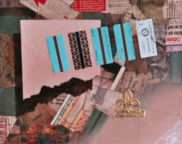 Κολάζ με τίτλο "COLLAGE WITH TICKETS" από Miguel Esquivel Kuello, Αυθεντικά έργα τέχνης, Λάδι