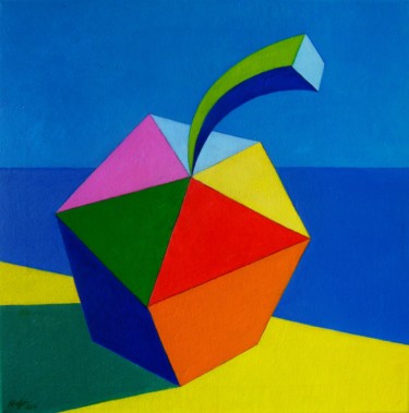 Painting titled "TECHNICOLOR APPLE" by Miguel Esquivel Kuello, Original Artwork, Oil