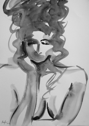 Drawing titled "SEXY GIRL 2 - 2003" by Miguel Esquivel Kuello, Original Artwork, Ink