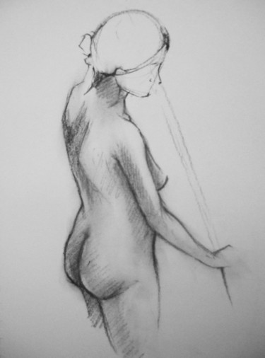 Disegno intitolato "STICK GIRL DRAWING" da Miguel Esquivel Kuello, Opera d'arte originale, Carbone