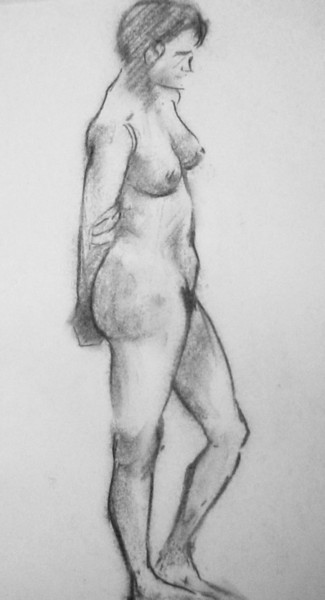 Disegno intitolato "PROFILE GIRL DRAWING" da Miguel Esquivel Kuello, Opera d'arte originale, Carbone