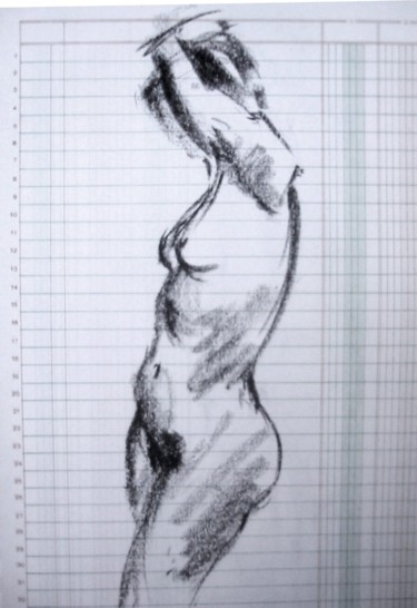 Drawing titled "ACCOUNTANT GIRL 2" by Miguel Esquivel Kuello, Original Artwork, Charcoal