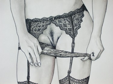 Drawing titled "DRAWING LACE 2" by Miguel Esquivel Kuello, Original Artwork, Ballpoint pen