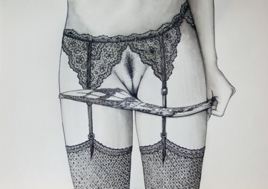 Drawing titled "DRAWING LACE 3" by Miguel Esquivel Kuello, Original Artwork, Ballpoint pen