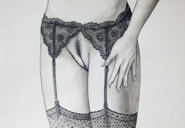 Рисунок под названием "DRAWING LACE 4" - Miguel Esquivel Kuello, Подлинное произведение искусства, Шариковая ручка