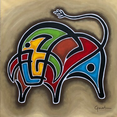 Painting titled "Retador" by Miguel Gaval, Original Artwork, Acrylic Mounted on Wood Stretcher frame