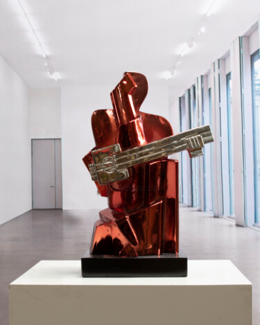 Skulptur mit dem Titel "Big Guitarist Arleq…" von Miguel Guía, Original-Kunstwerk, Metalle
