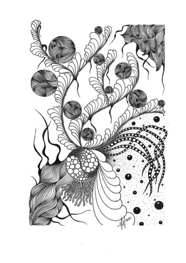 Zeichnungen mit dem Titel "underwater" von Miguel Marques, Original-Kunstwerk, Tinte