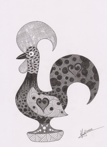 Drawing titled "Galo de Barcelos 1(…" by Miguel Marques, Original Artwork, Ink