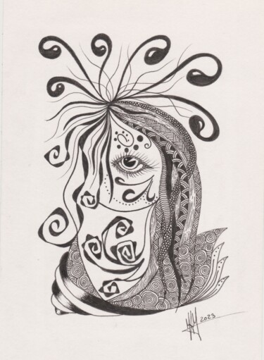 Desenho intitulada "Without face 1" por Miguel Marques, Obras de arte originais, Tinta