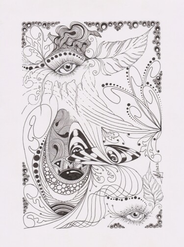 Drawing titled "Eyes 3" by Miguel Marques, Original Artwork, Ink