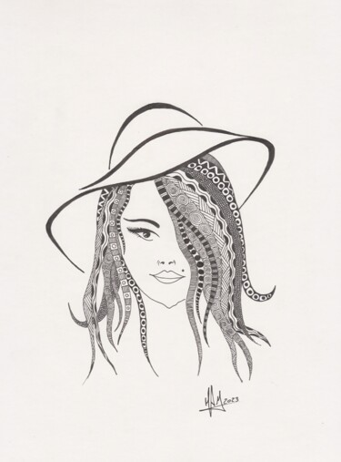 Drawing titled "Emily" by Miguel Marques, Original Artwork, Ink