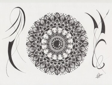 Drawing titled "Mandala 3" by Miguel Marques, Original Artwork, Ink