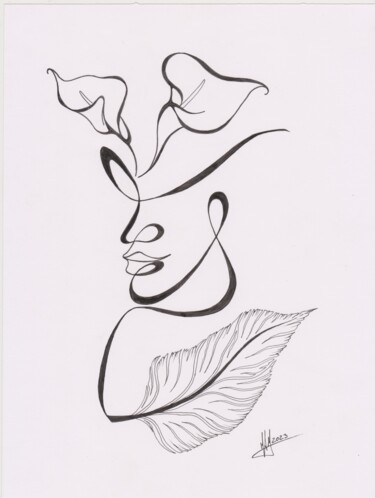 Dibujo titulada "Lya" por Miguel Marques, Obra de arte original, Tinta