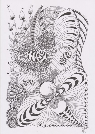 Zeichnungen mit dem Titel "Butterfly effect" von Miguel Marques, Original-Kunstwerk, Tinte